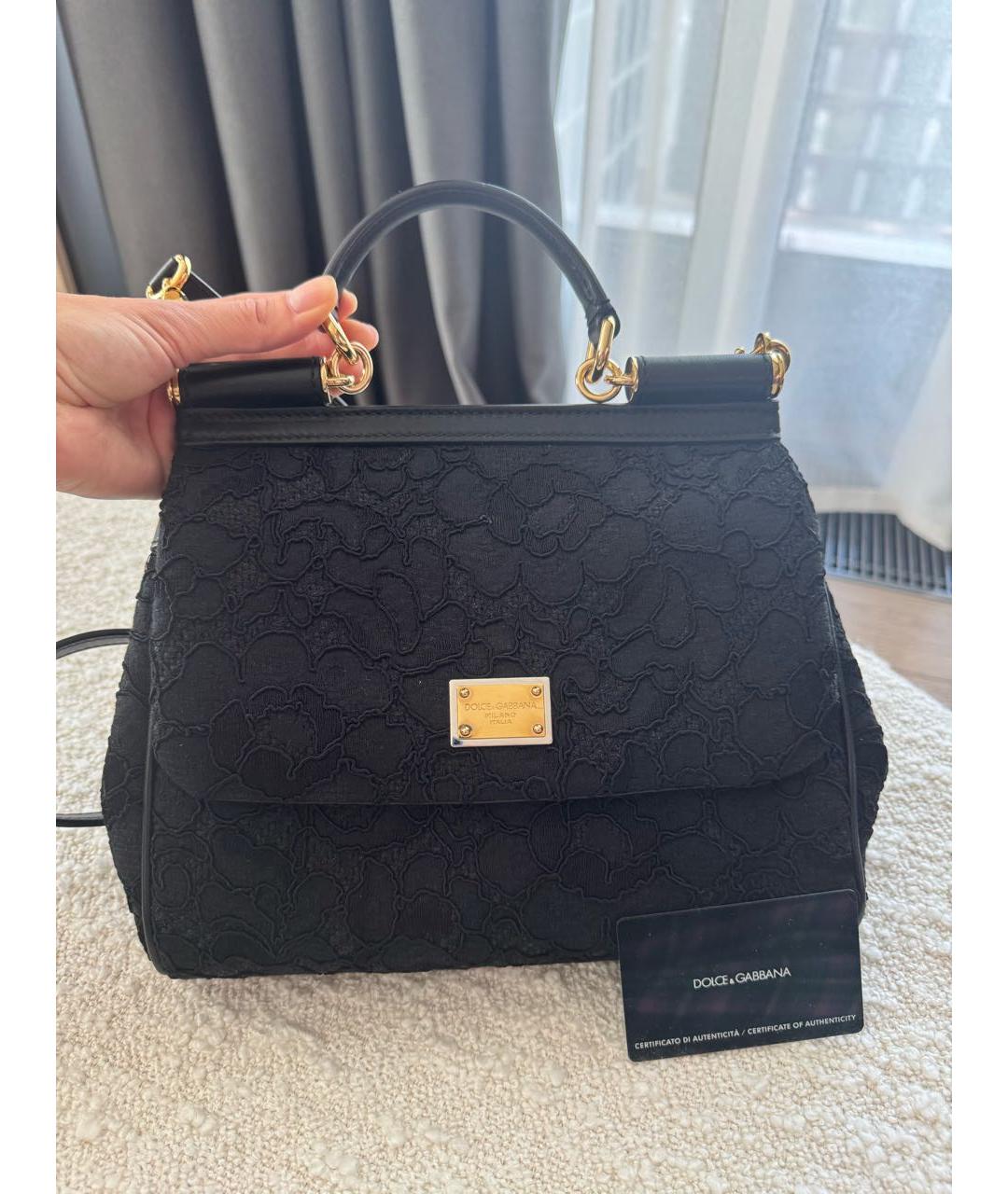 DOLCE&GABBANA Черная тканевая сумка с короткими ручками, фото 8