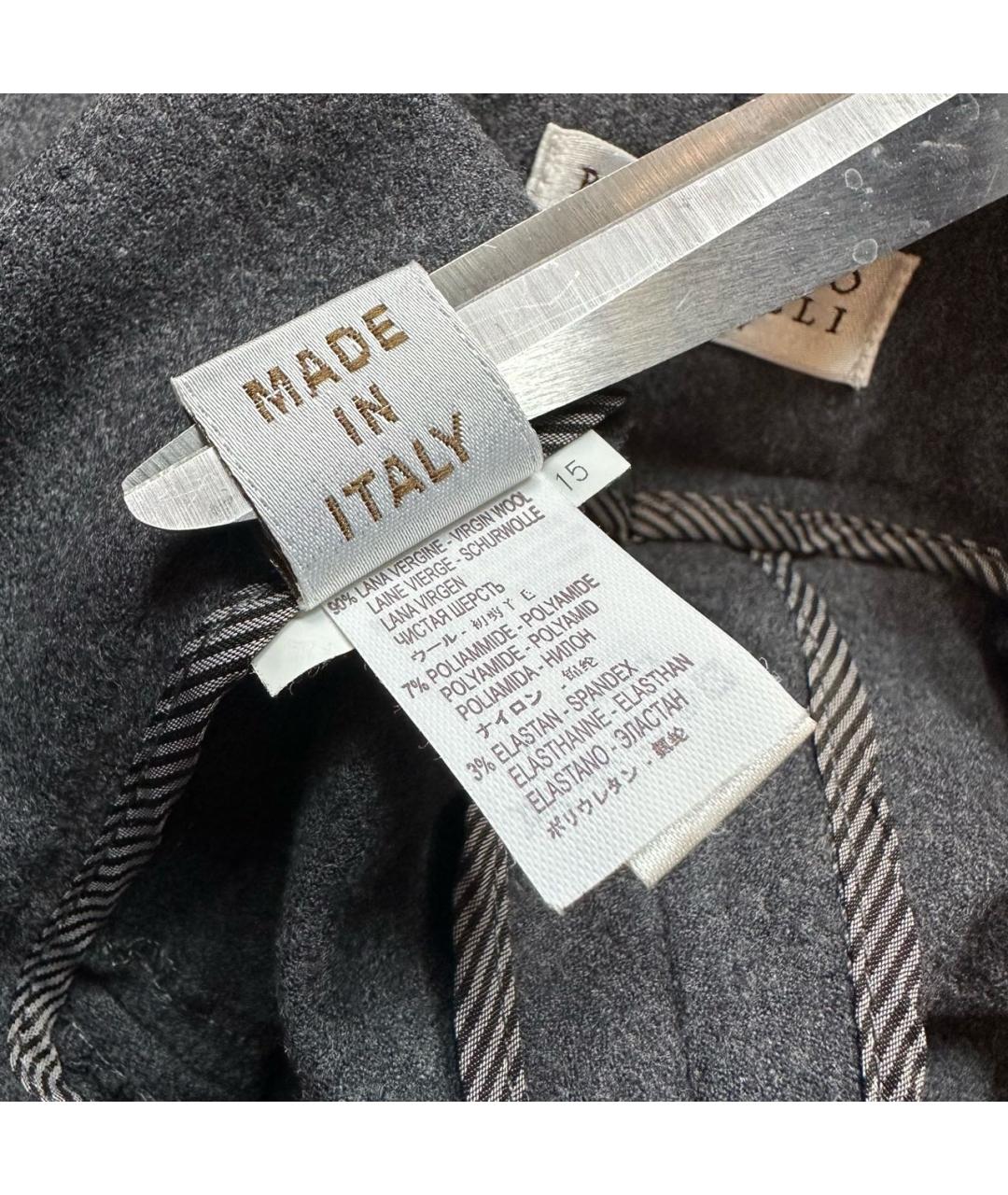 BRUNELLO CUCINELLI Антрацитовые шерстяные брюки узкие, фото 7