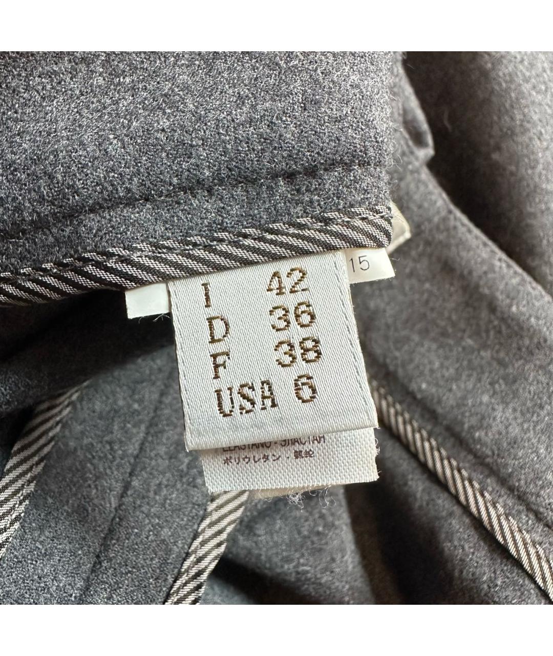 BRUNELLO CUCINELLI Антрацитовые шерстяные брюки узкие, фото 6