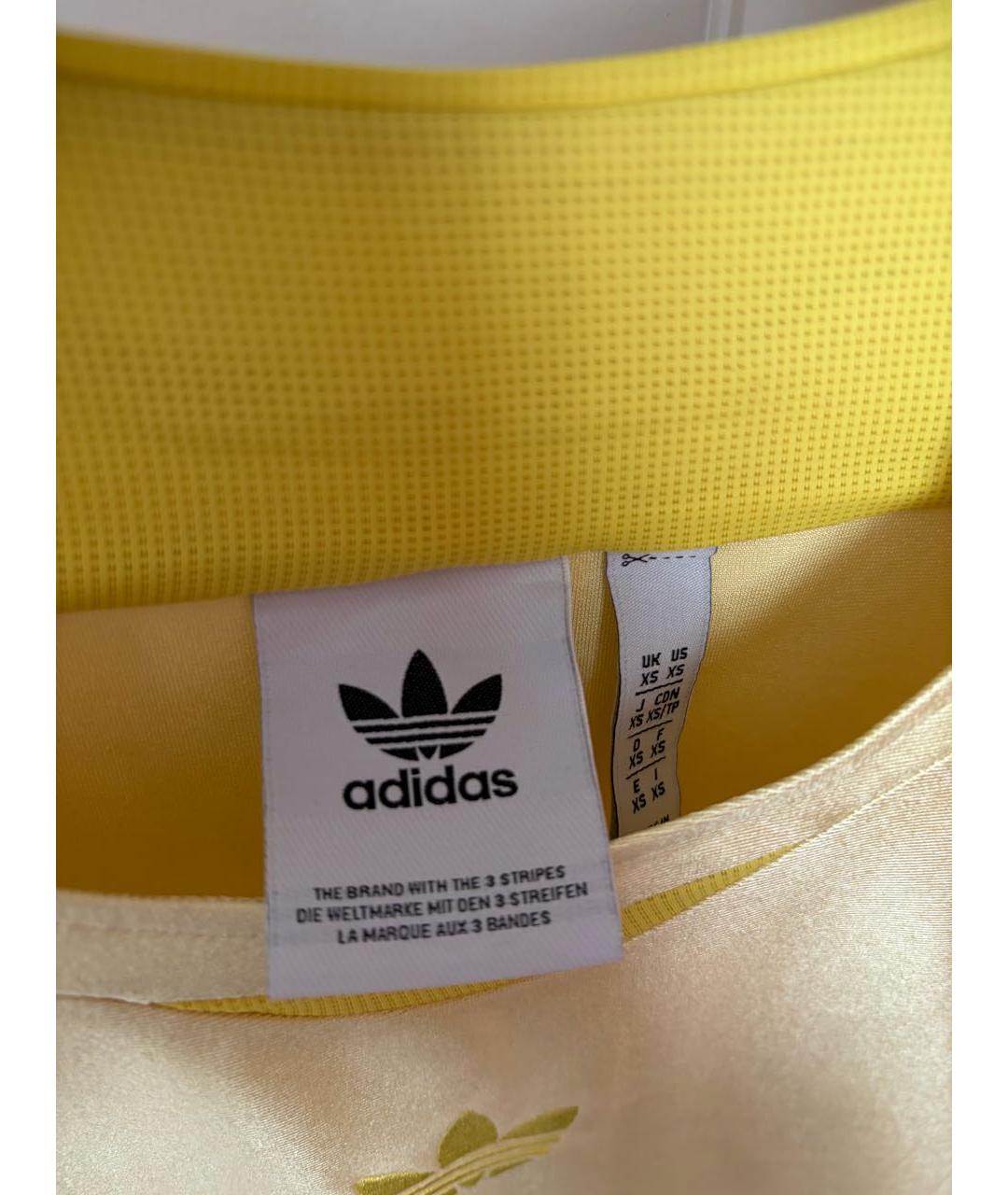ADIDAS Желтая полиэстеровая футболка, фото 3