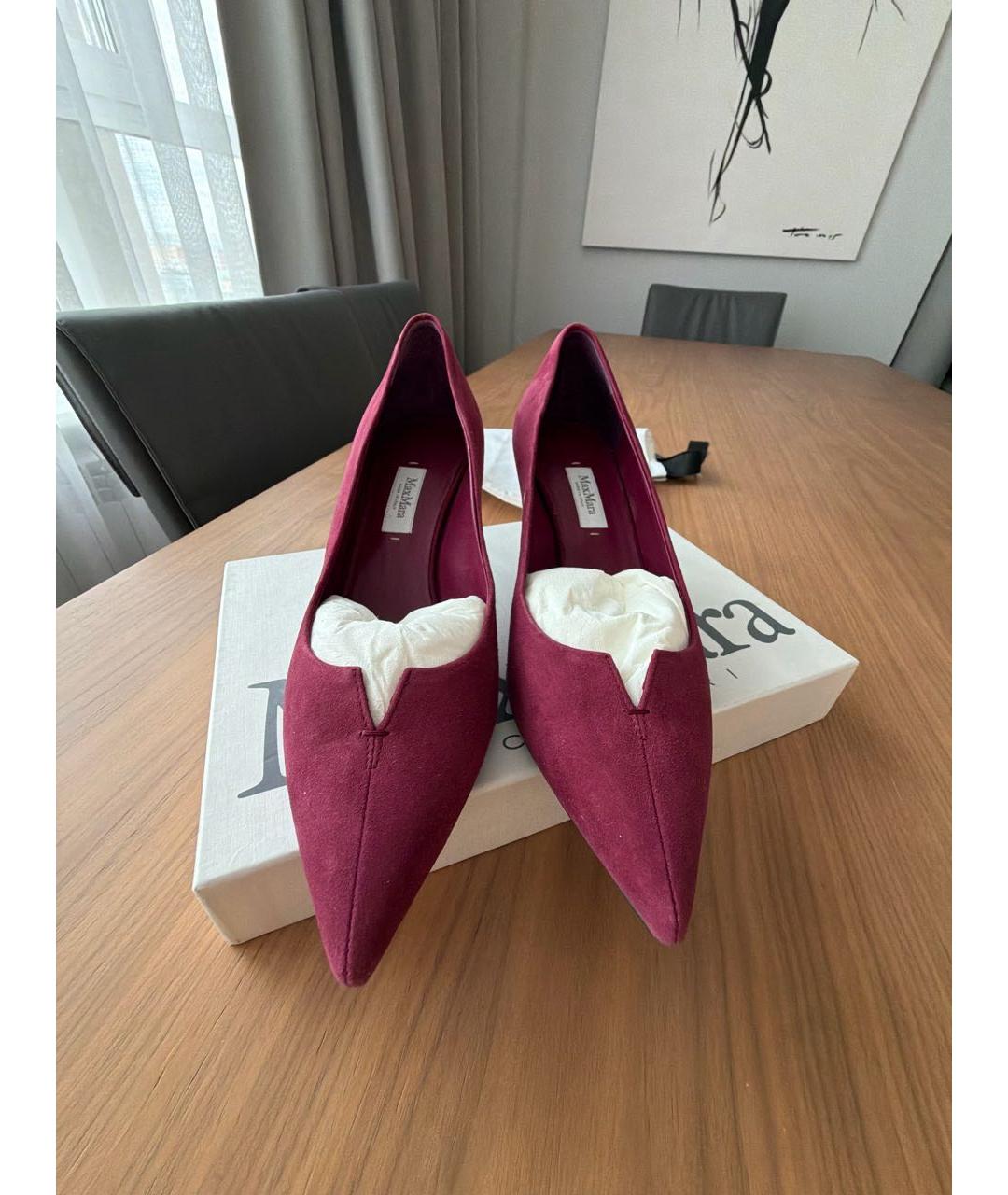 MAX MARA Бордовые замшевые туфли, фото 2