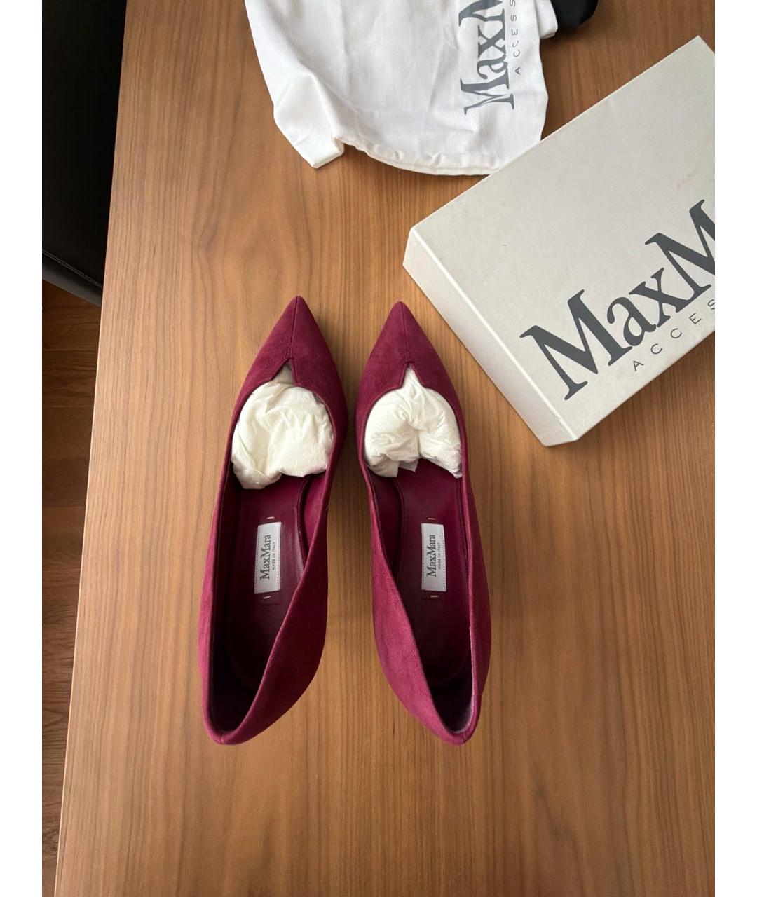 MAX MARA Бордовые замшевые туфли, фото 3