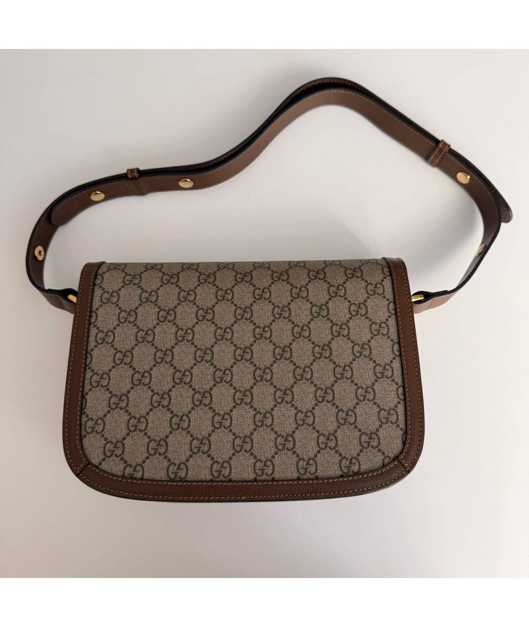GUCCI Бежевая сумка через плечо из канвы, фото 3