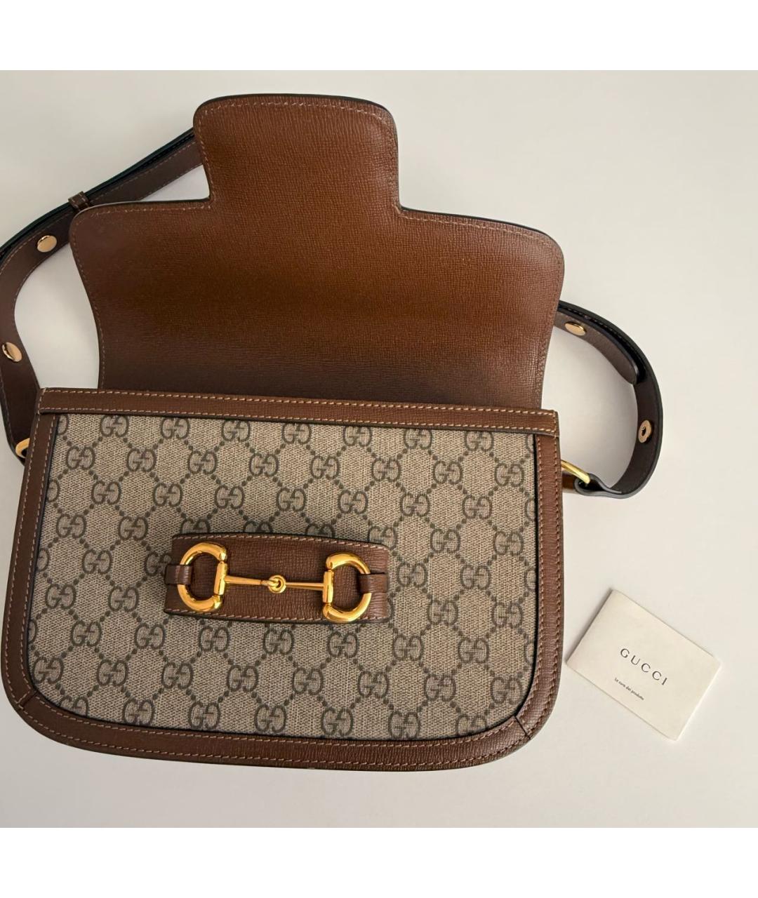 GUCCI Бежевая сумка через плечо из канвы, фото 4