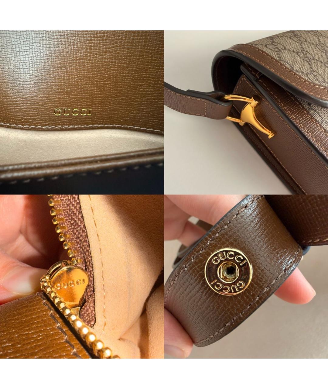 GUCCI Бежевая сумка через плечо из канвы, фото 6