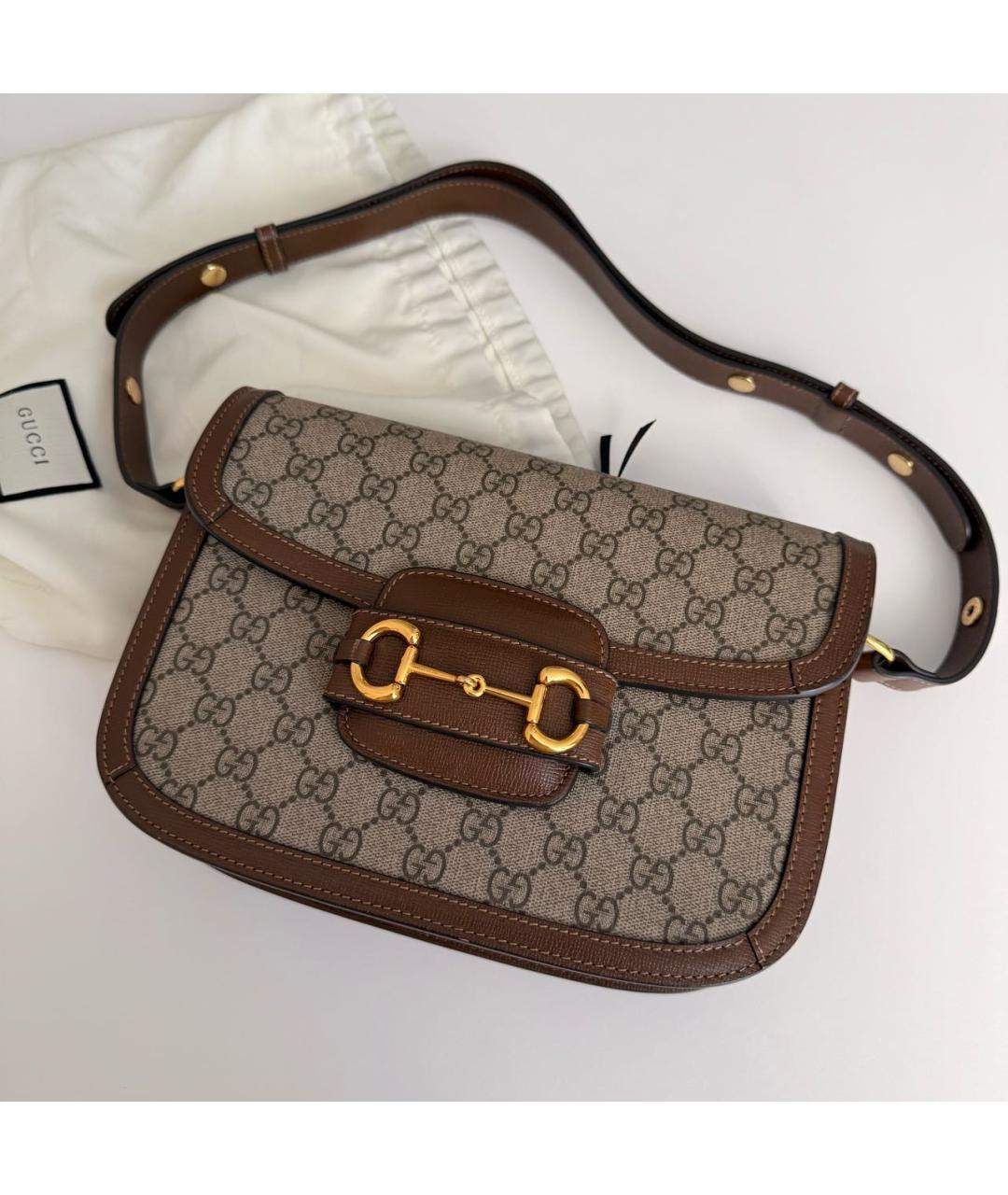 GUCCI Бежевая сумка через плечо из канвы, фото 2
