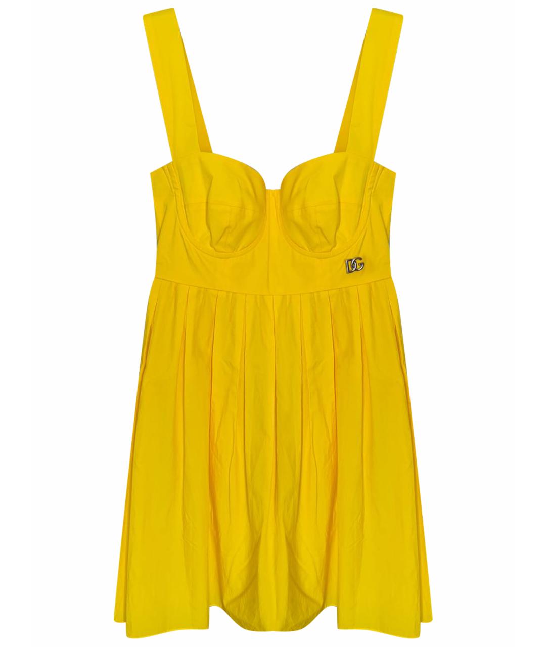 DOLCE&GABBANA Желтое хлопковое коктейльное платье, фото 1