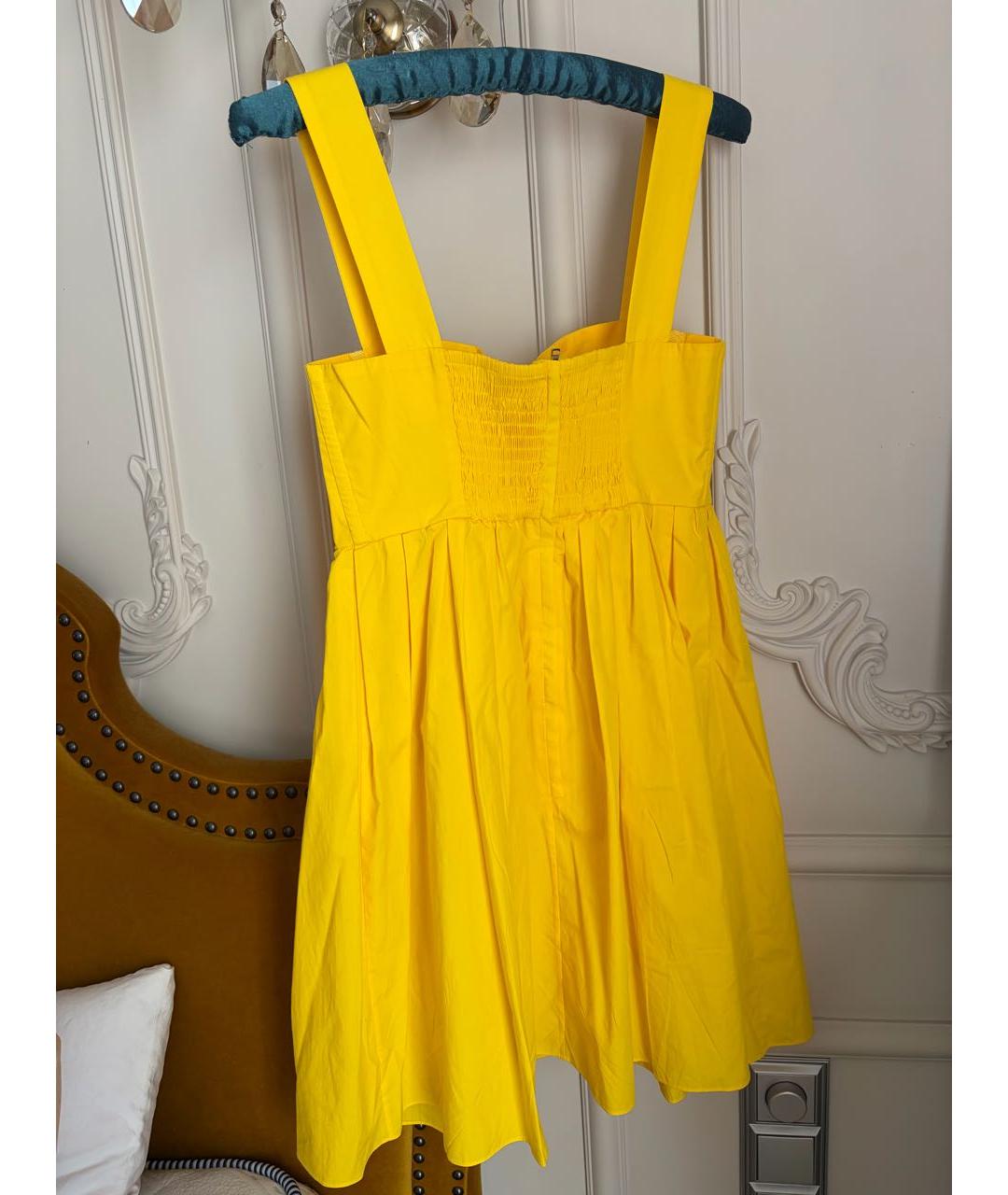 DOLCE&GABBANA Желтое хлопковое коктейльное платье, фото 2