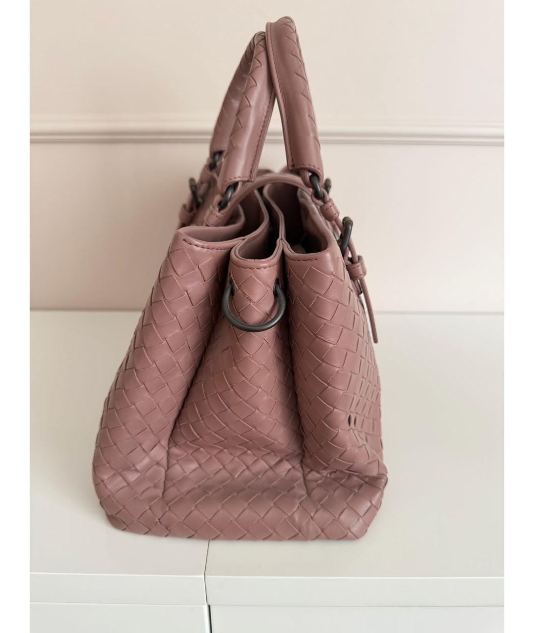 BOTTEGA VENETA Розовая кожаная сумка с короткими ручками, фото 3