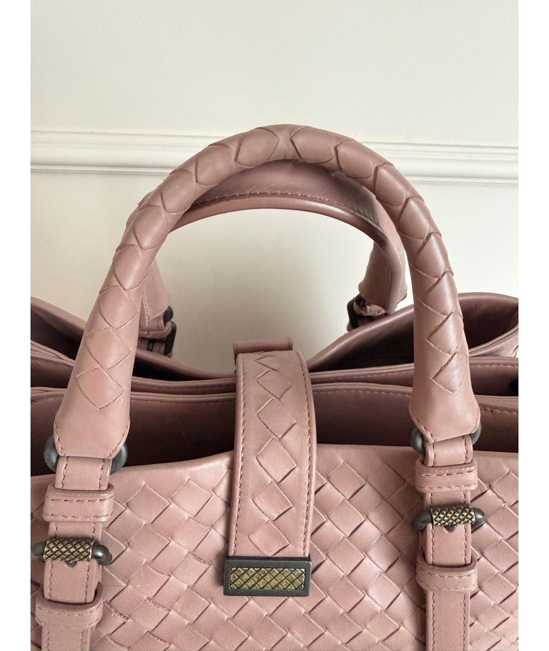 BOTTEGA VENETA Розовая кожаная сумка с короткими ручками, фото 5