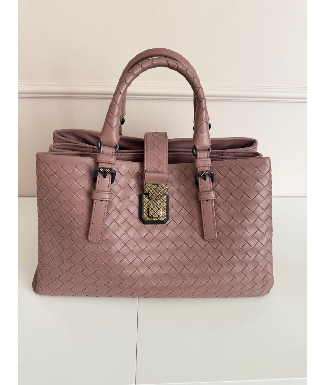 BOTTEGA VENETA Розовая кожаная сумка с короткими ручками, фото 7