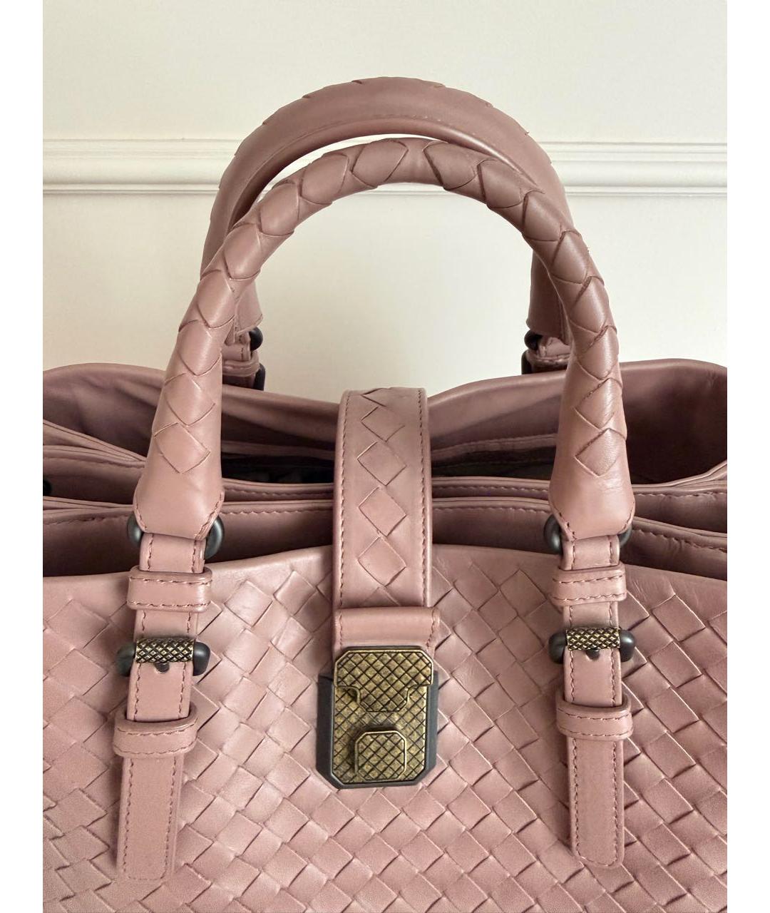 BOTTEGA VENETA Розовая кожаная сумка с короткими ручками, фото 4