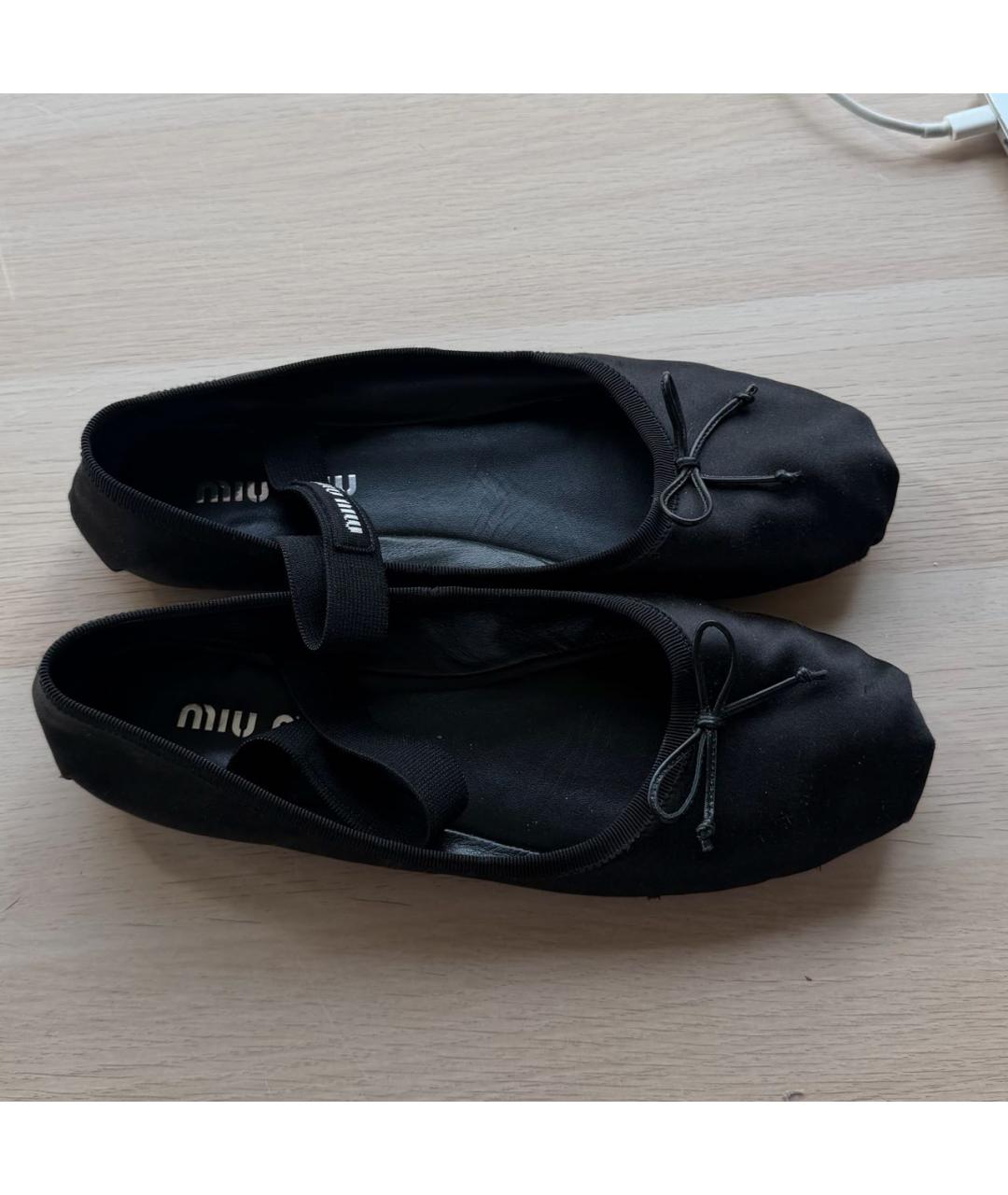 MIU MIU Черные текстильные балетки, фото 2