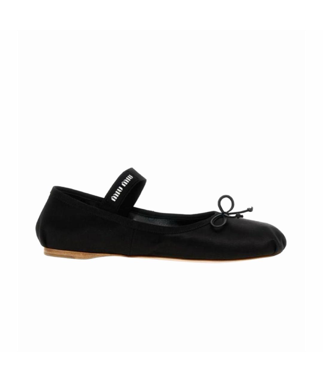 MIU MIU Черные текстильные балетки, фото 6