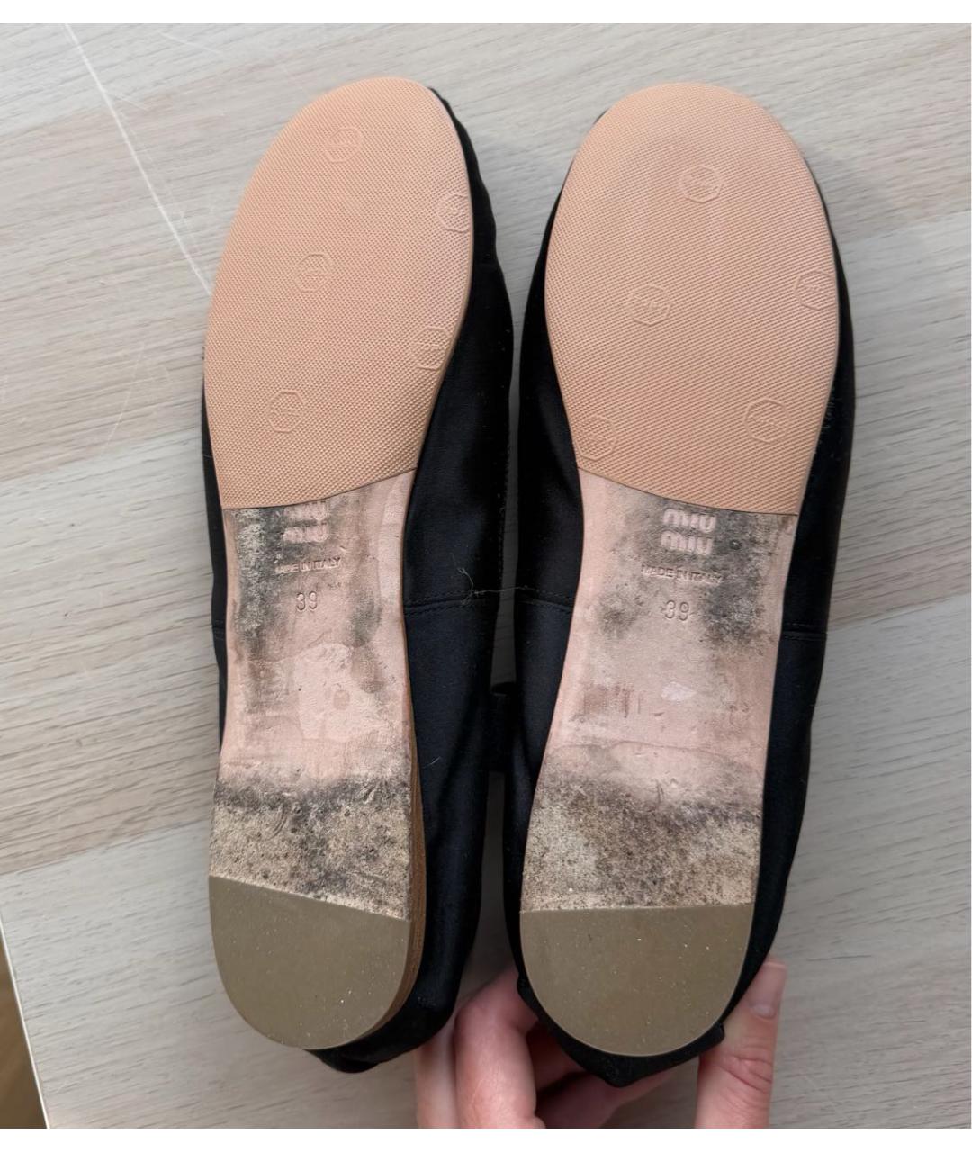 MIU MIU Черные текстильные балетки, фото 5