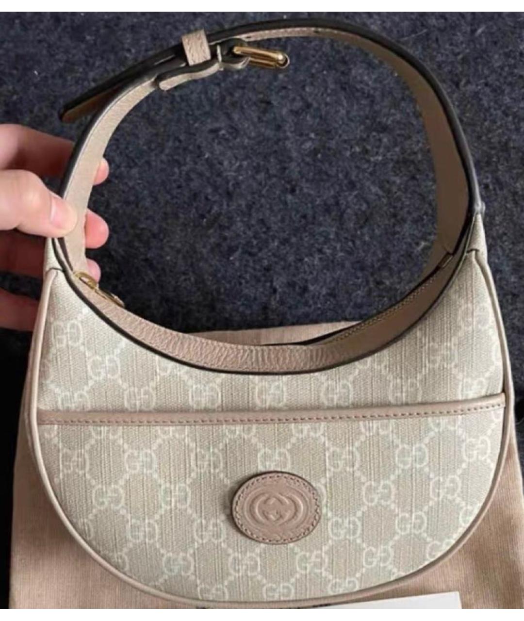 GUCCI Бежевая сумка через плечо из канвы, фото 3