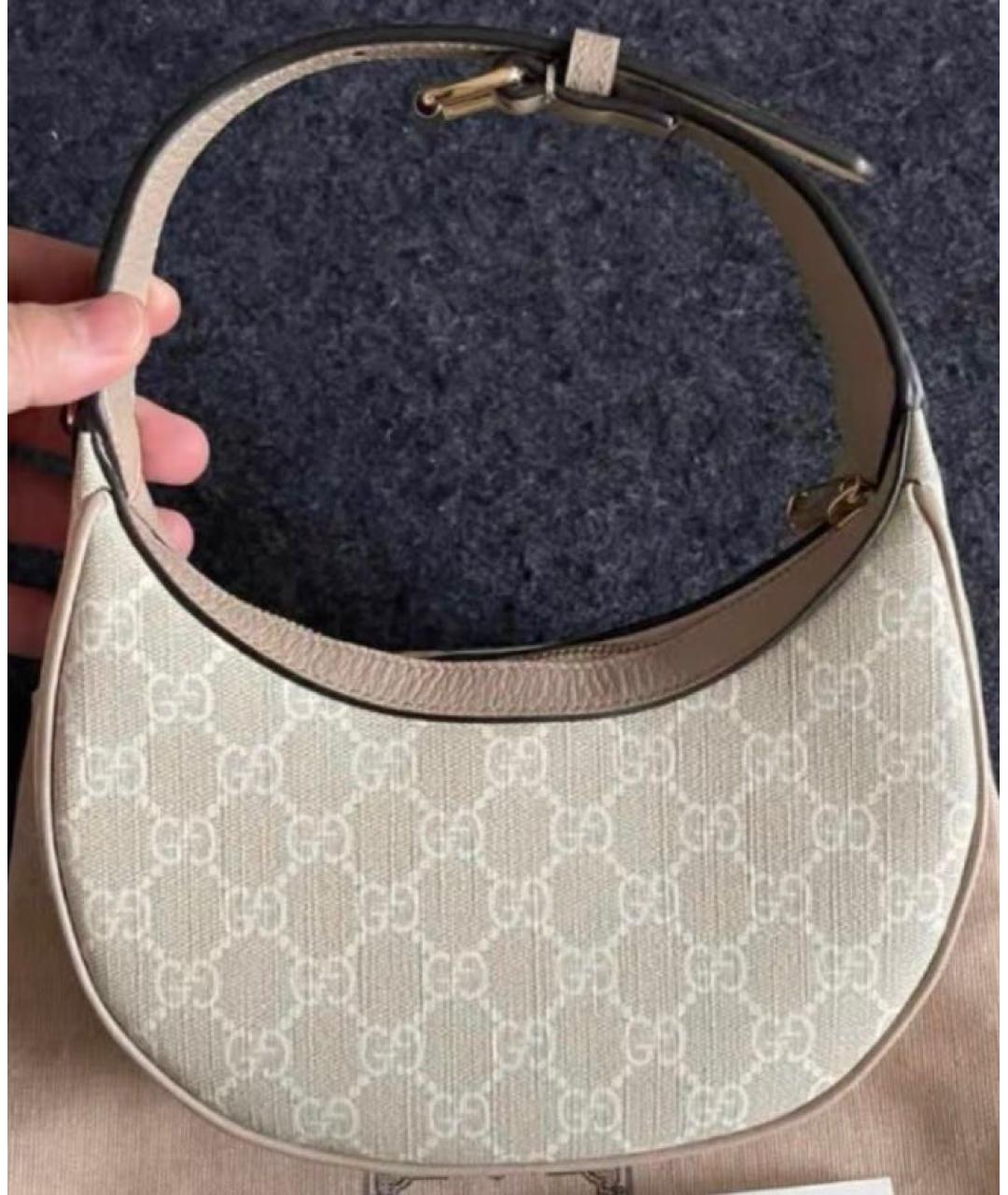 GUCCI Бежевая сумка через плечо из канвы, фото 5