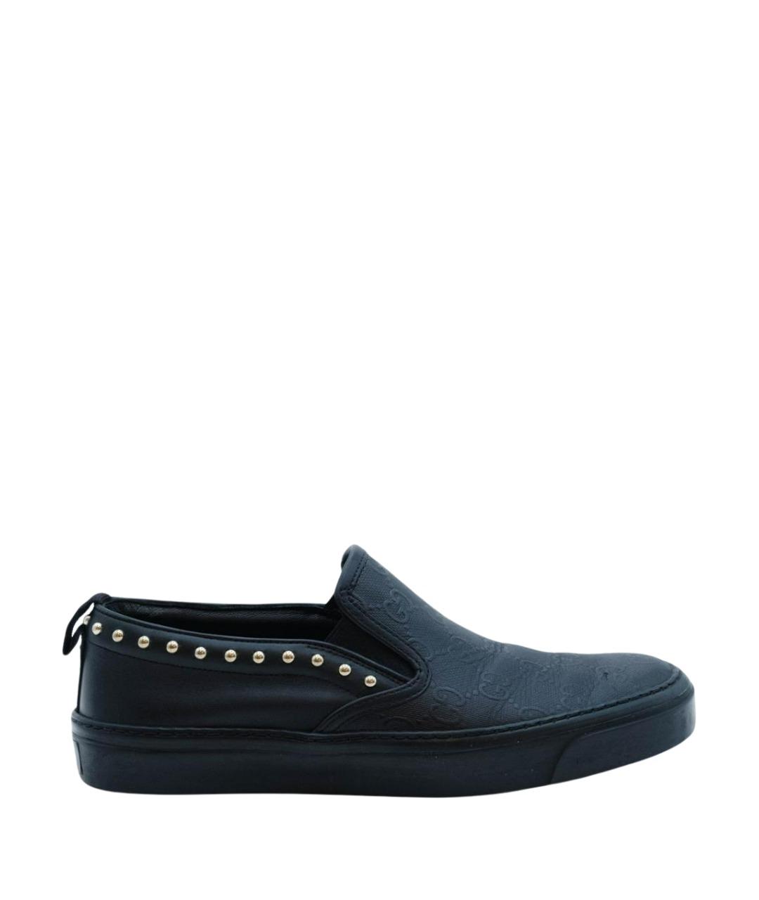 GUCCI Черные кожаные слипоны, фото 1