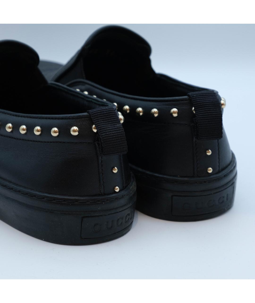 GUCCI Черные кожаные слипоны, фото 5