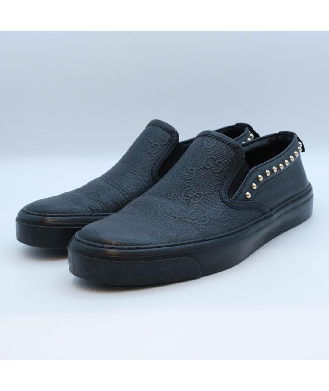 GUCCI Черные кожаные слипоны, фото 3