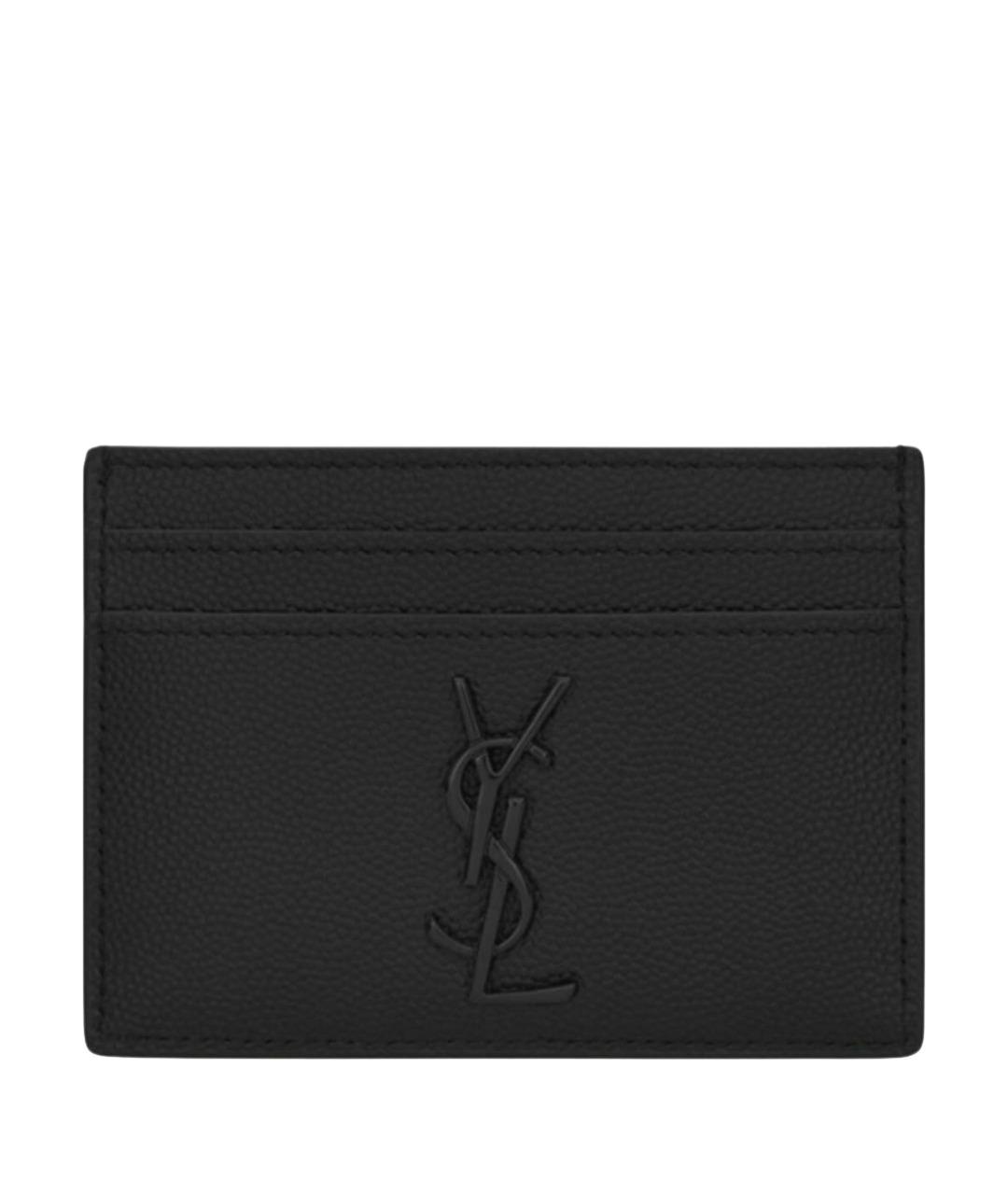 SAINT LAURENT Черный кожаный кардхолдер, фото 1