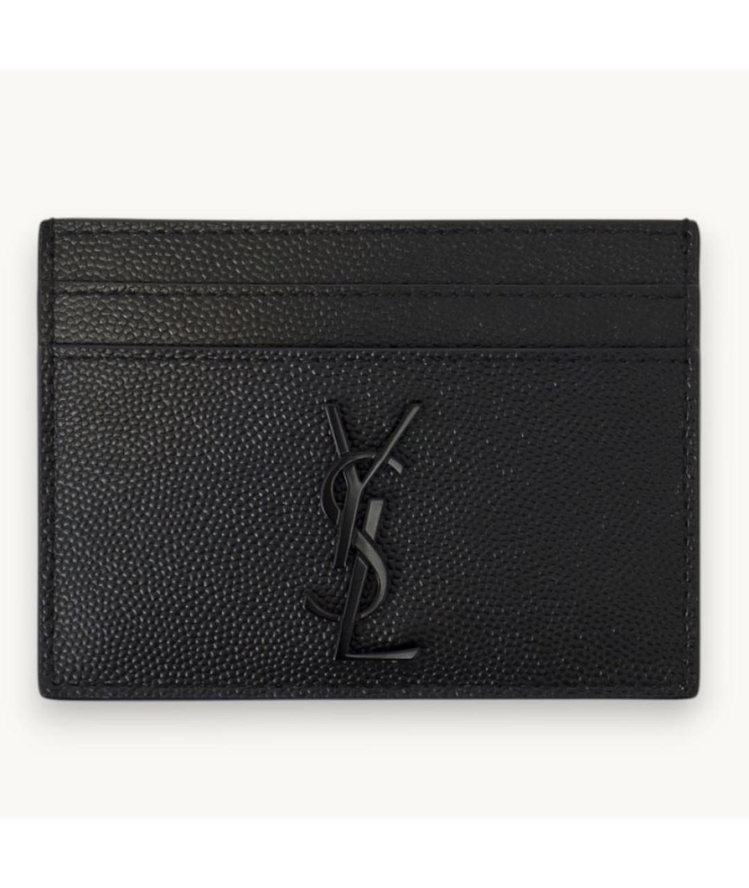 SAINT LAURENT Черный кожаный кардхолдер, фото 2