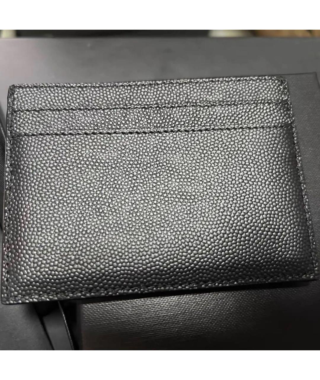 SAINT LAURENT Черный кожаный кардхолдер, фото 3