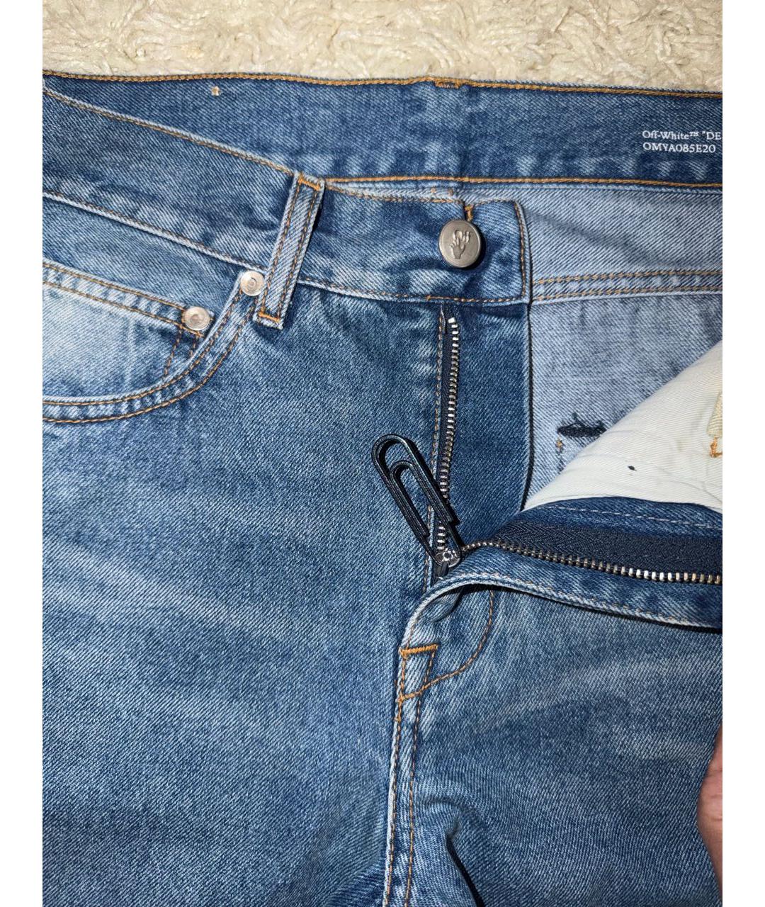 OFF-WHITE Синие хлопковые джинсы, фото 5
