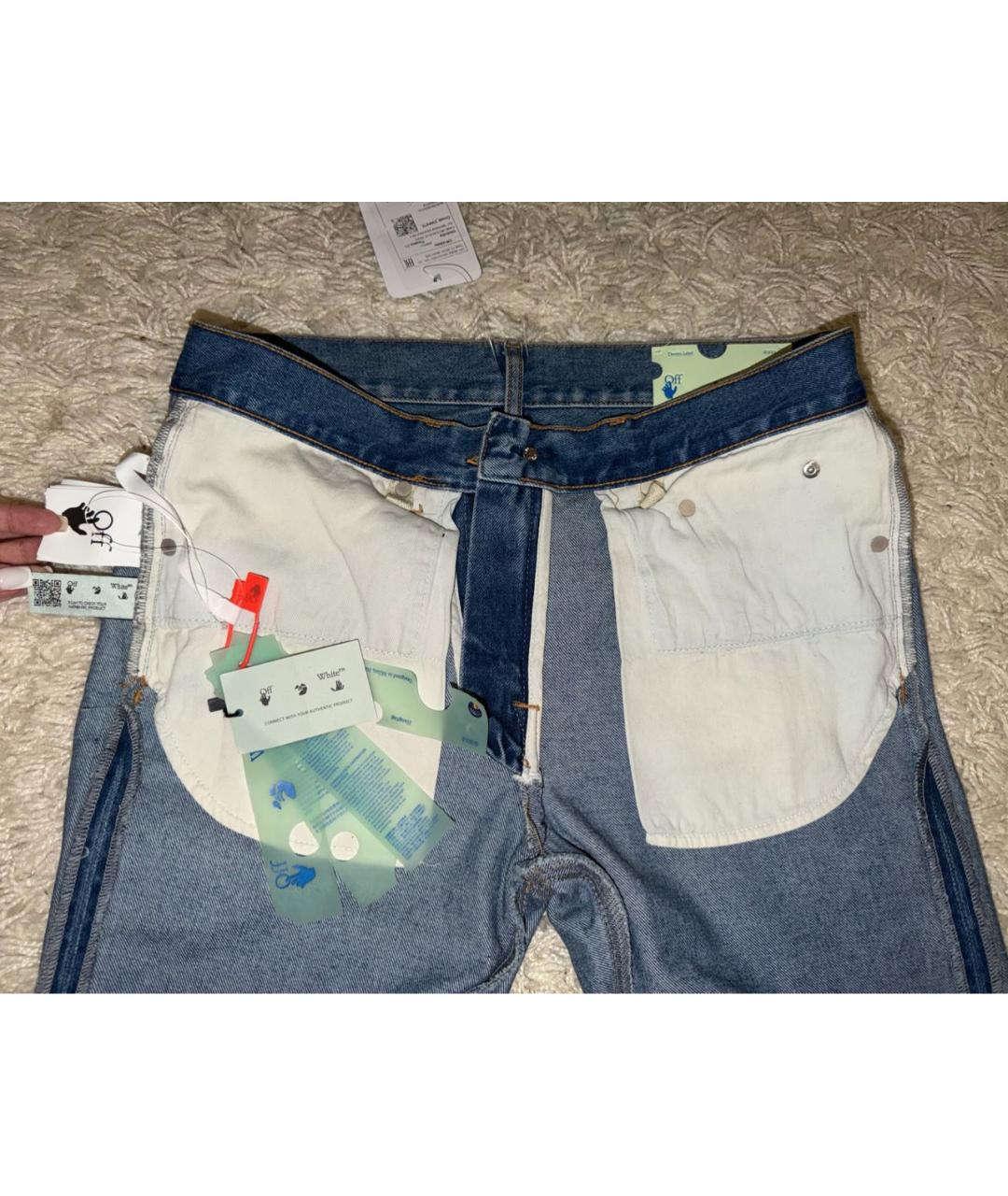 OFF-WHITE Синие хлопковые джинсы, фото 7