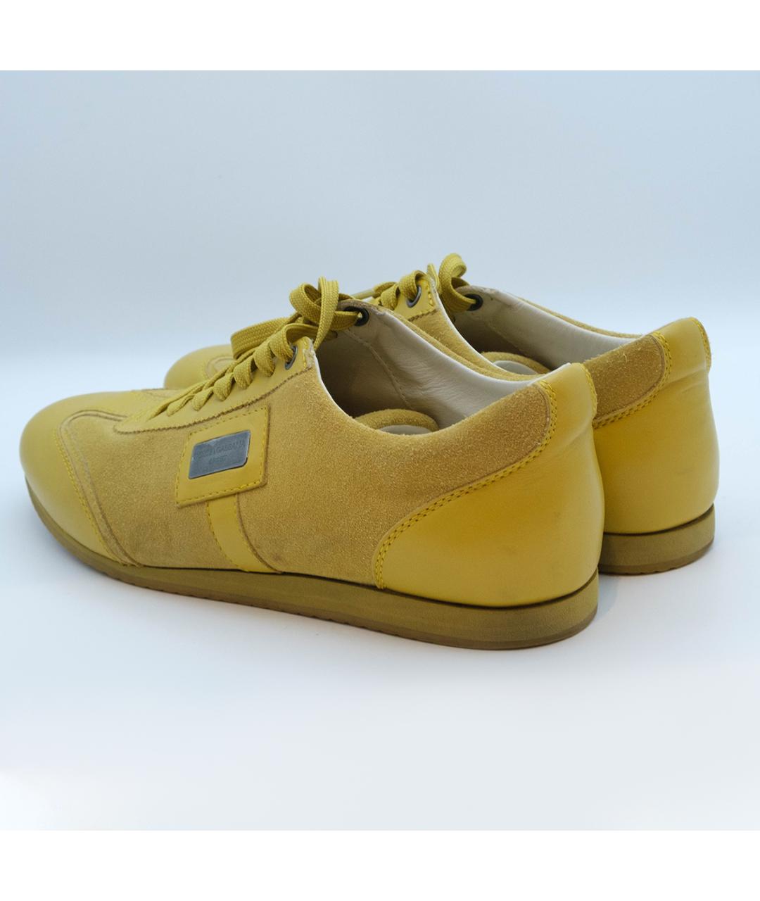 DOLCE&GABBANA Желтые замшевые низкие кроссовки / кеды, фото 6