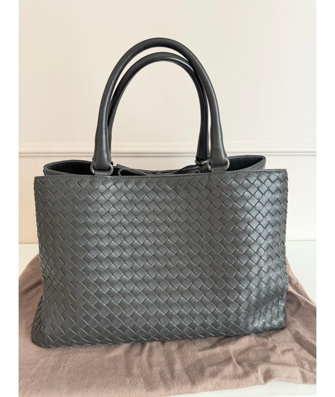 BOTTEGA VENETA Серая кожаная сумка тоут, фото 2