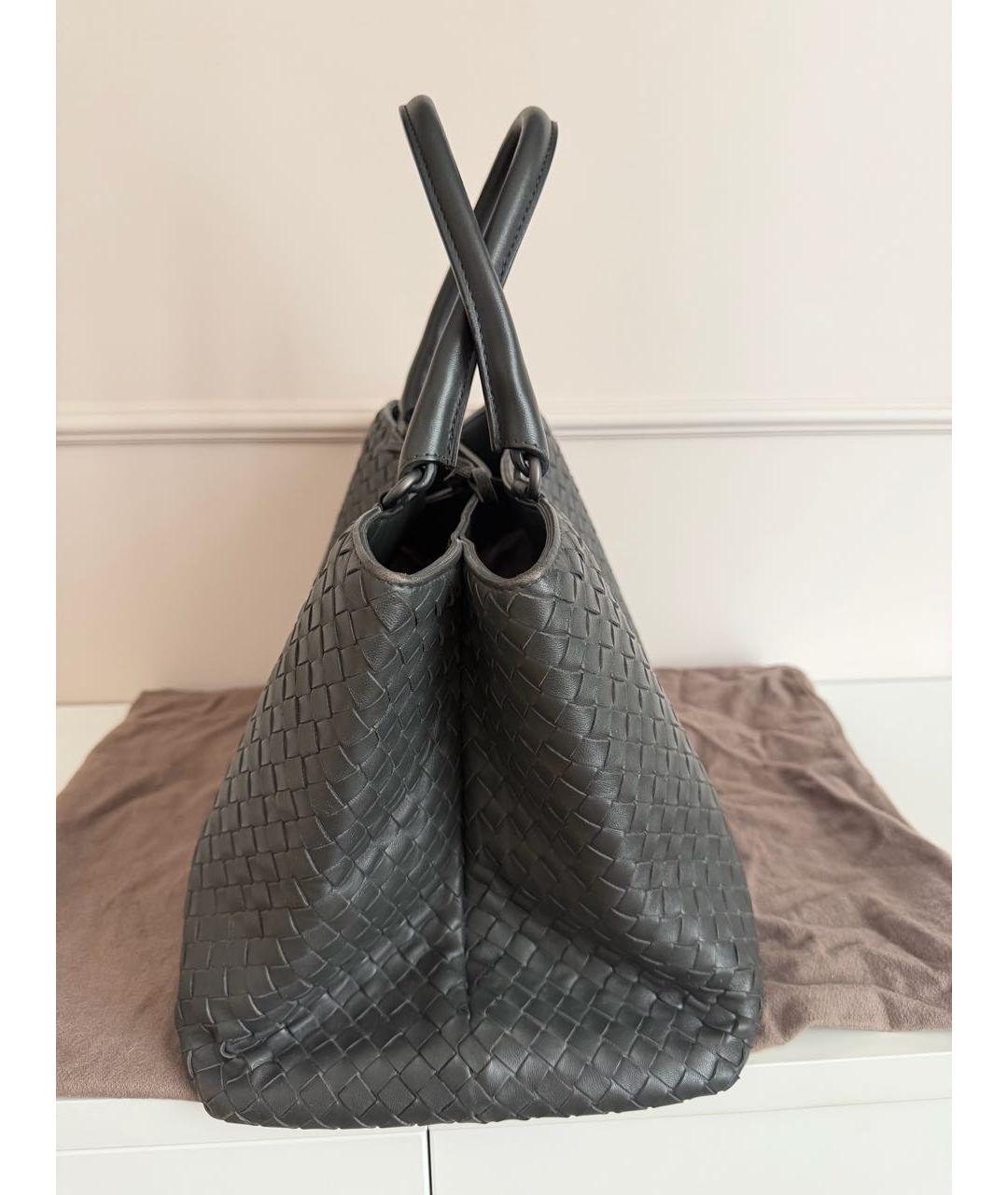 BOTTEGA VENETA Серая кожаная сумка тоут, фото 3