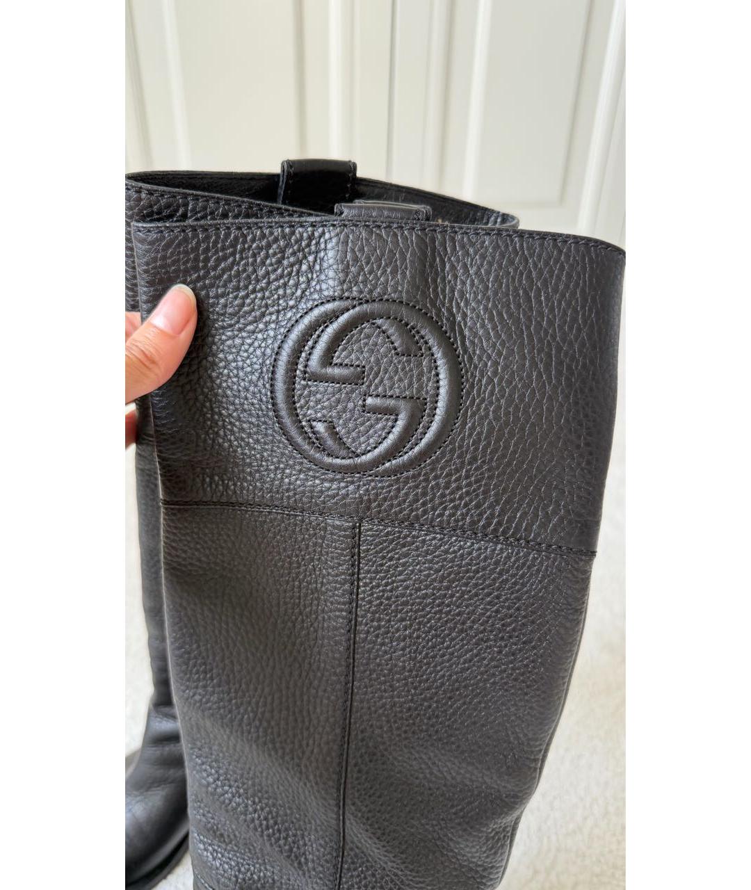 GUCCI Черные кожаные сапоги, фото 7