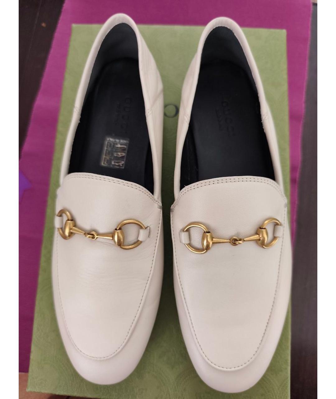 GUCCI Белые кожаные лоферы, фото 2