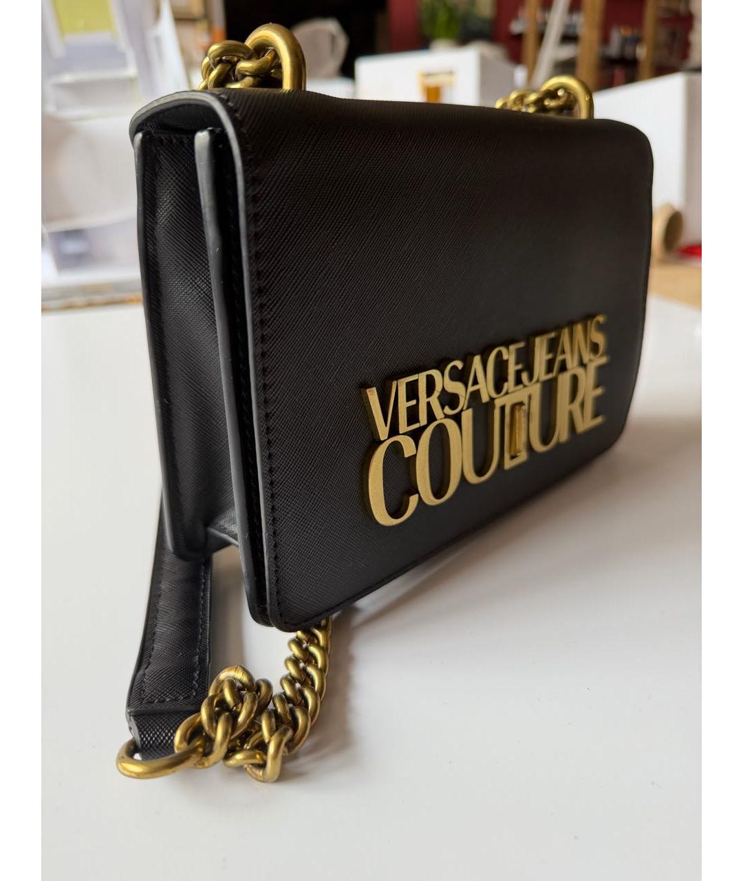 VERSACE JEANS COUTURE Черная сумка с короткими ручками из искусственной кожи, фото 2