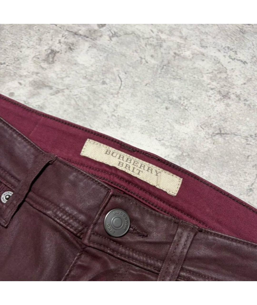 BURBERRY Бордовые хлопко-эластановые джинсы слим, фото 3