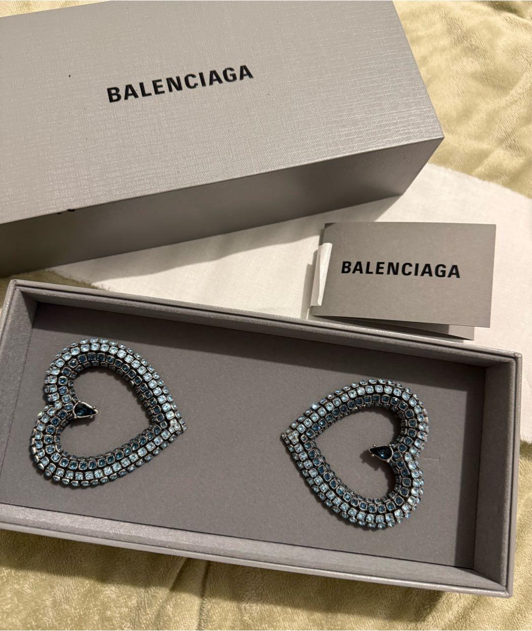 BALENCIAGA Голубые металлические серьги, фото 4