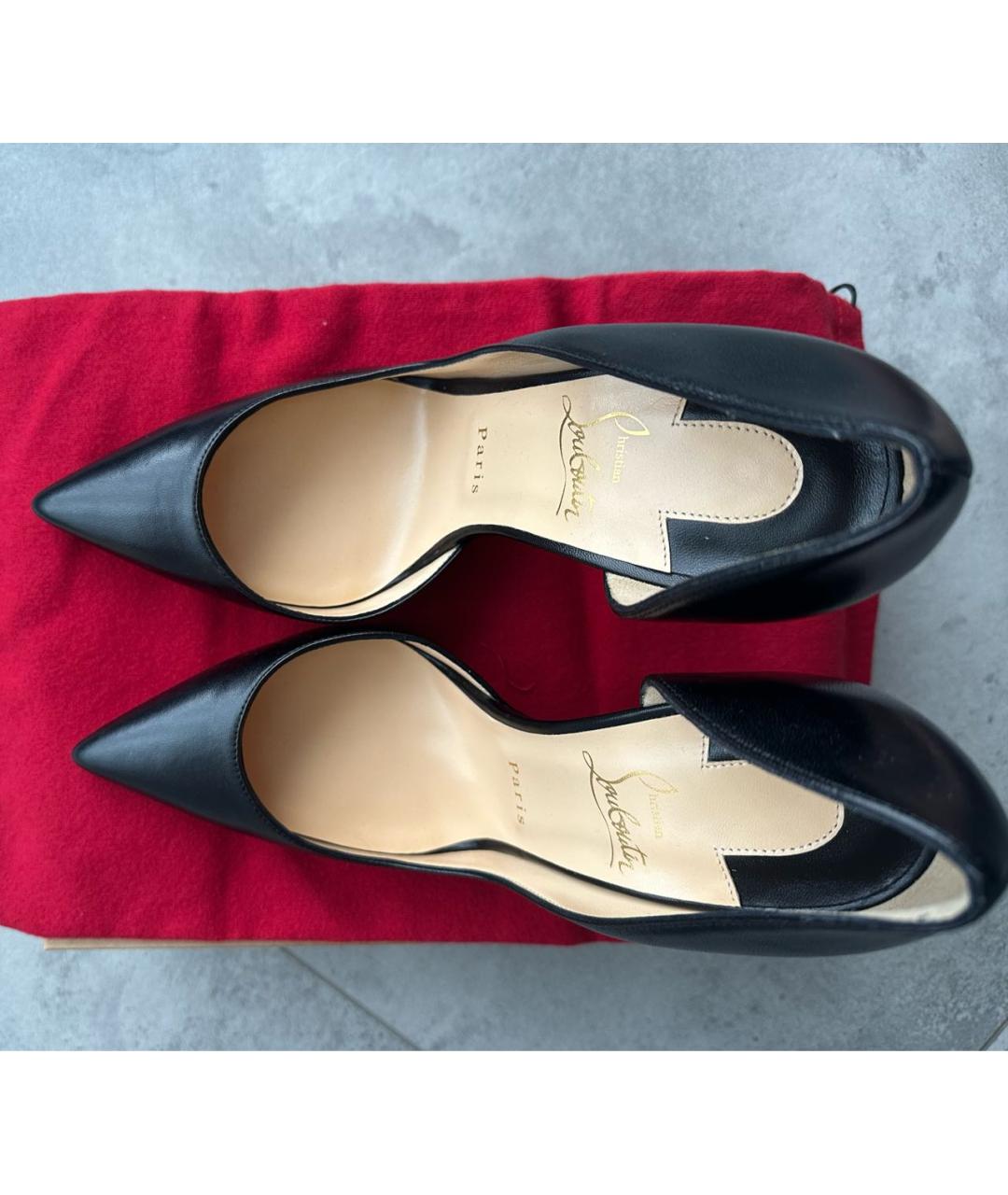CHRISTIAN LOUBOUTIN Черные кожаные туфли, фото 2