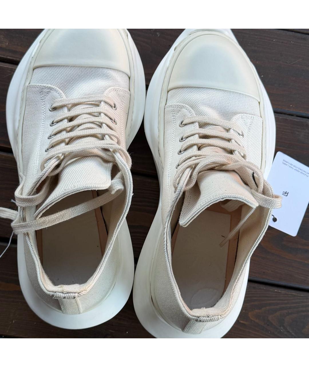 RICK OWENS DRKSHDW Белые текстильные низкие кроссовки / кеды, фото 3