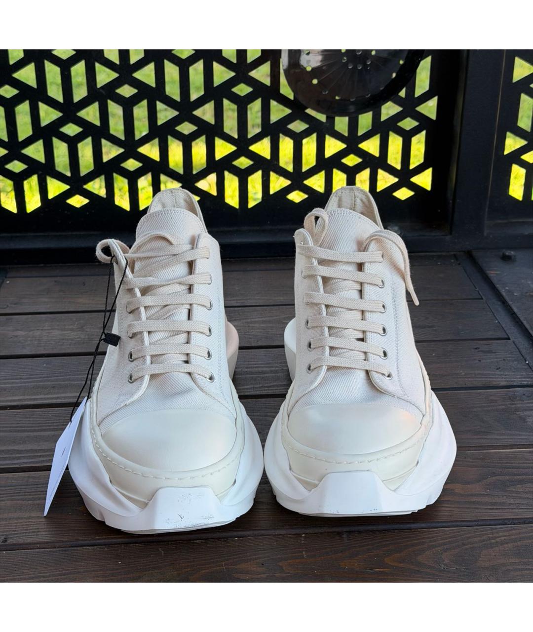 RICK OWENS DRKSHDW Белые текстильные низкие кроссовки / кеды, фото 2