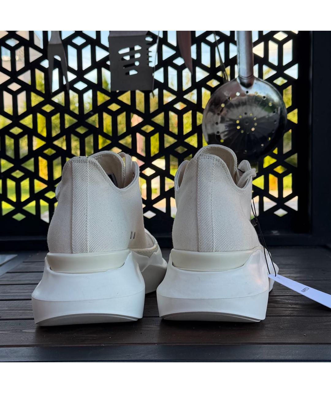 RICK OWENS DRKSHDW Белые текстильные низкие кроссовки / кеды, фото 4
