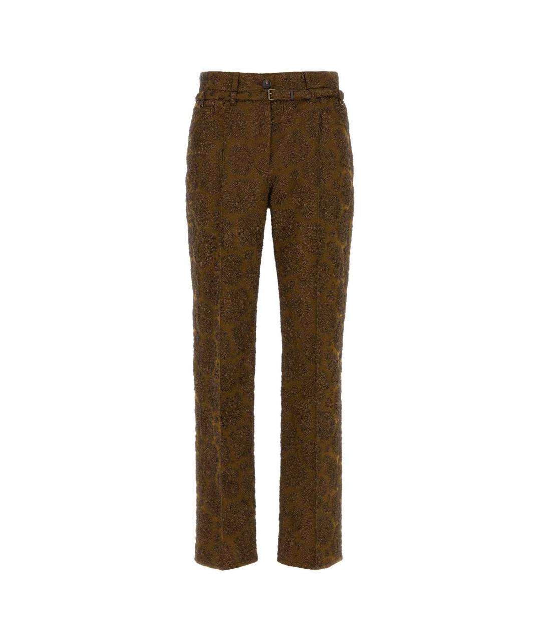 DRIES VAN NOTEN Коричневые полиамидовые прямые брюки, фото 1