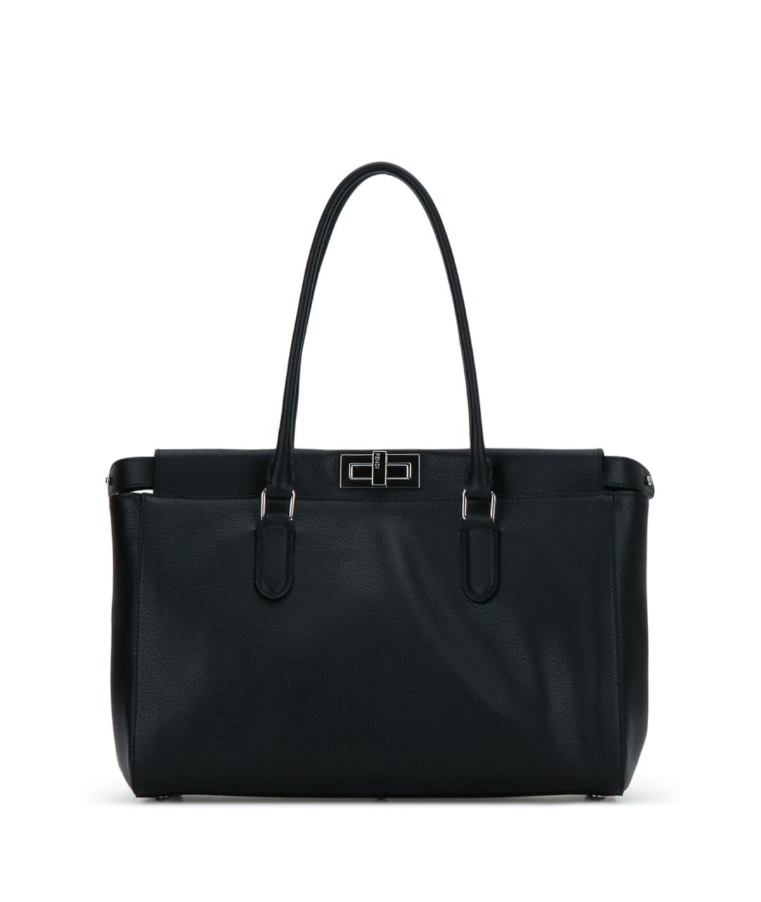 FENDI Черная кожаная сумка тоут, фото 3