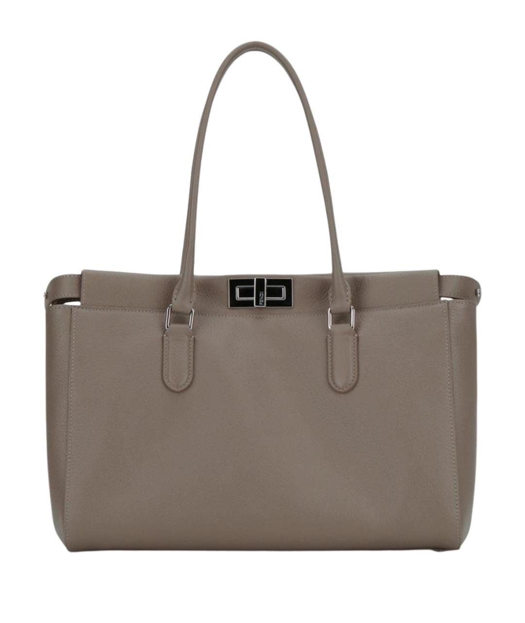 FENDI Бежевая кожаная сумка тоут, фото 1