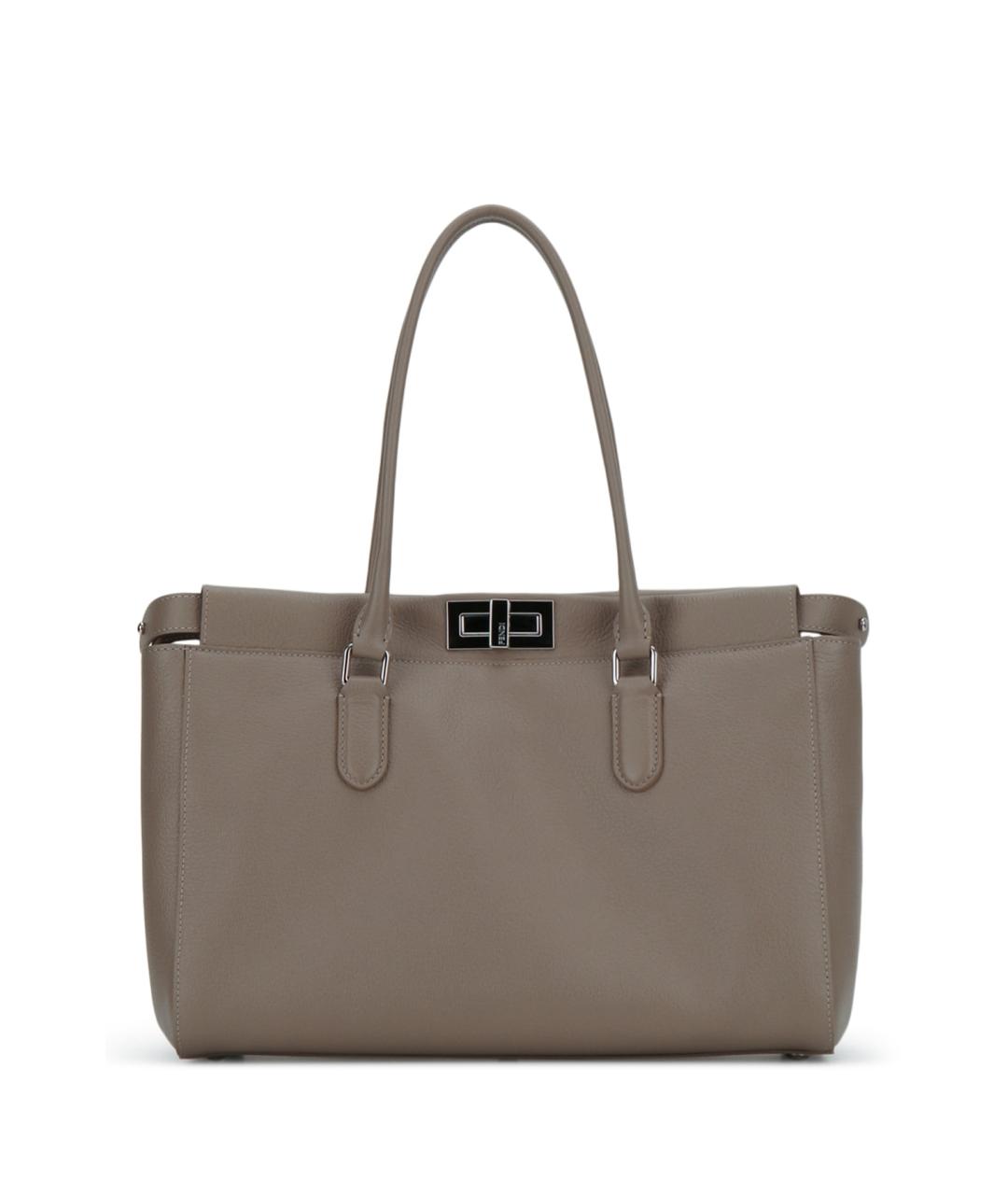 FENDI Бежевая кожаная сумка тоут, фото 3