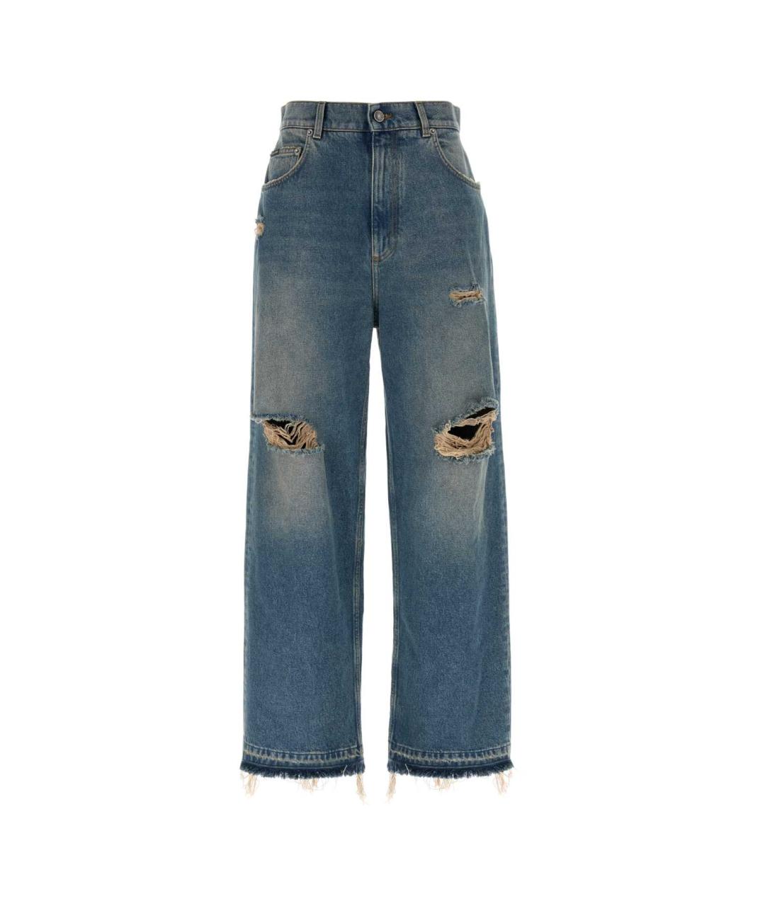 DOLCE&GABBANA Голубые хлопковые прямые джинсы, фото 1