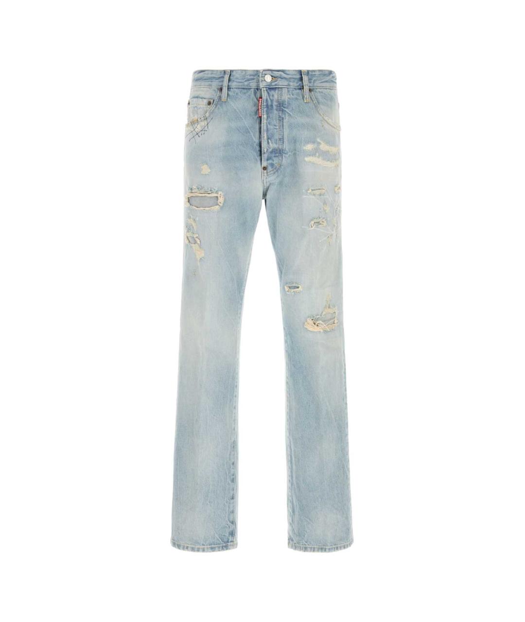 DSQUARED2 Голубые хлопковые прямые джинсы, фото 1