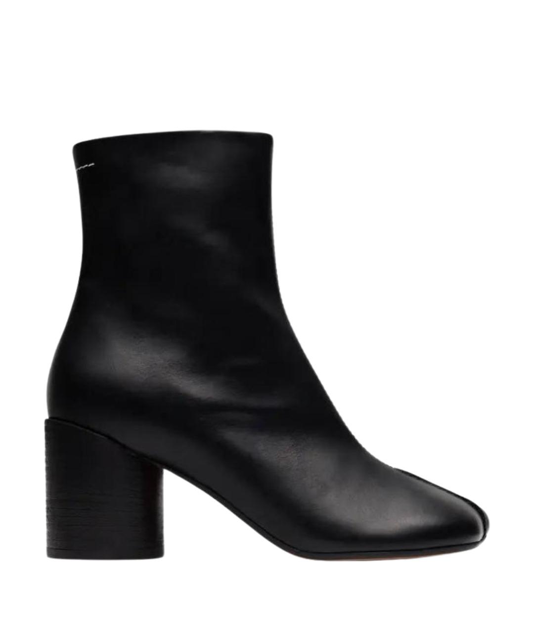 MM6 MAISON MARGIELA Черные кожаные ботильоны, фото 1