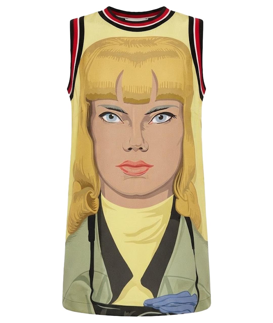 PRADA Желтое ацетатное платье, фото 1