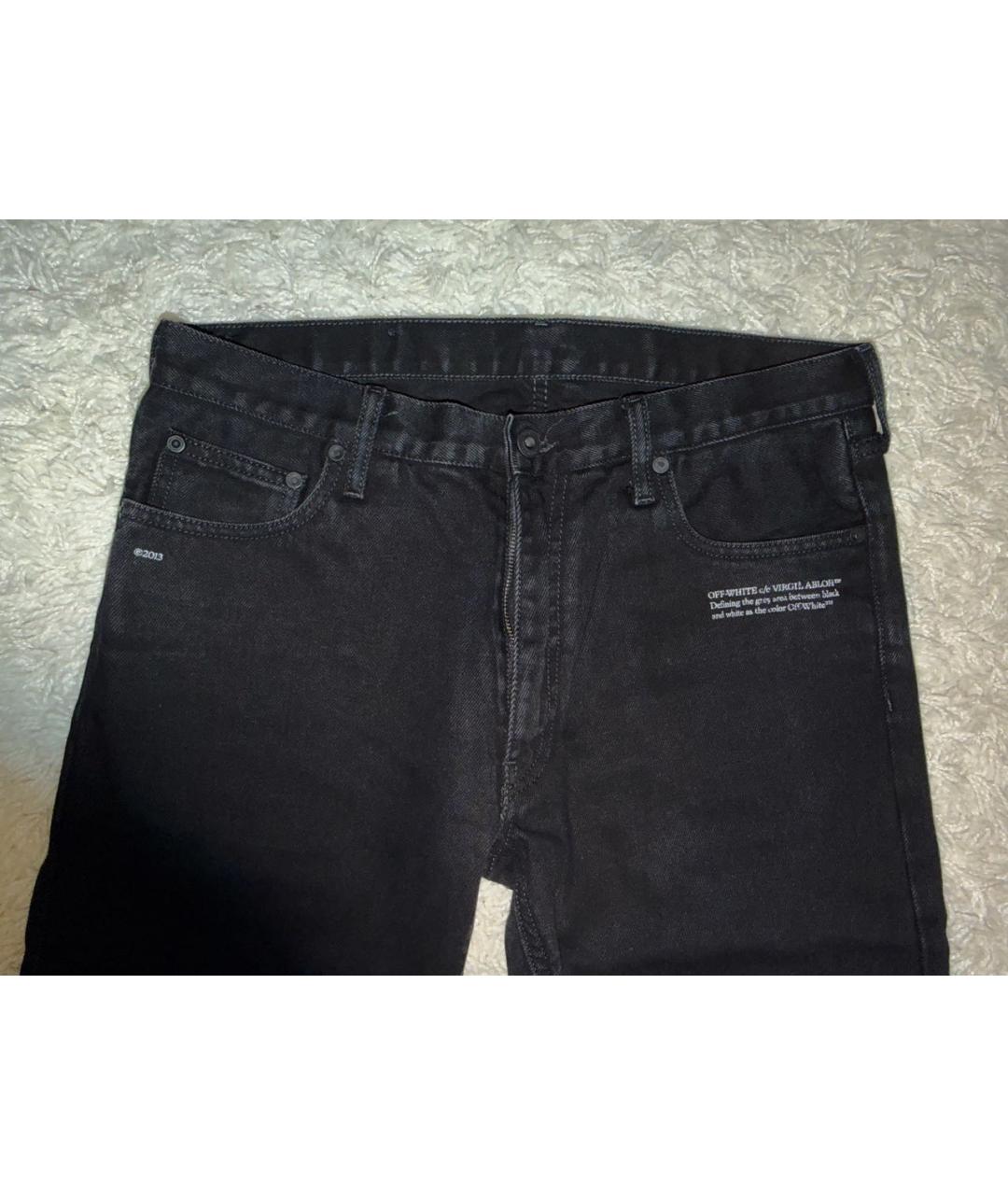 OFF-WHITE Черные хлопковые прямые джинсы, фото 3